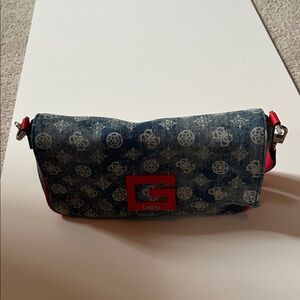 Guess Blue Denim Bag with Red Details